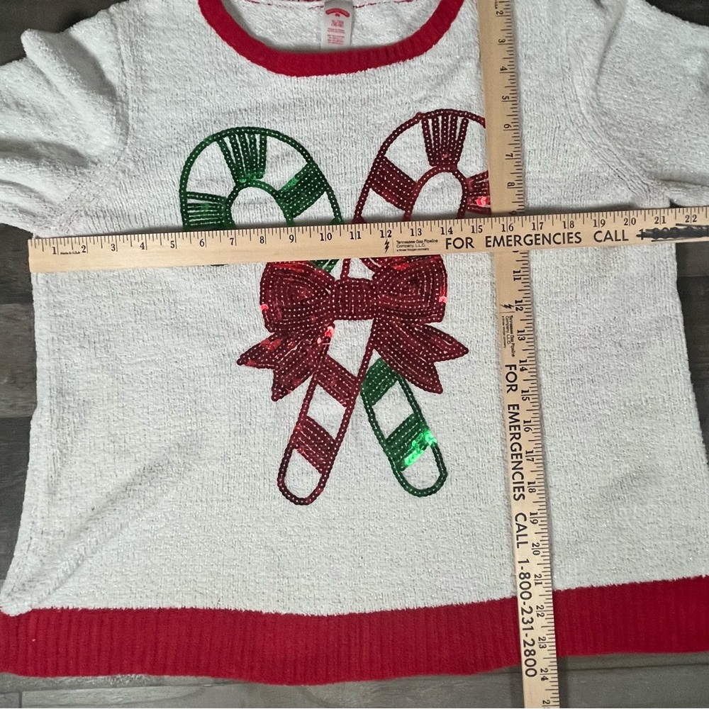 Holiday Time Ugly Christmas Sweater Women's Candy Cane Sequins Holiday XL - Picture 3 of 5